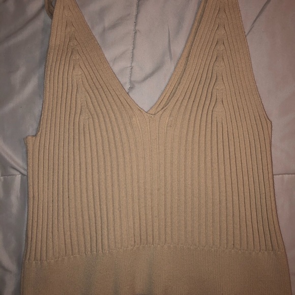 Ribbed crop top beige - Picture 2 of 2